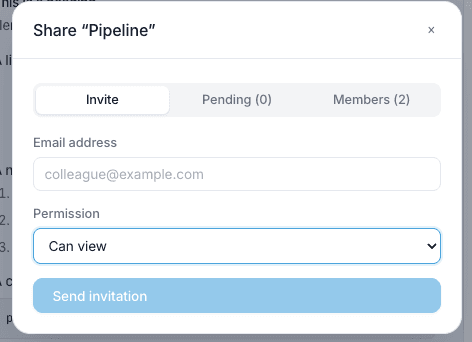 Permission dropdown showing Can view and Can edit options