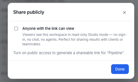 Share publicly dialog before enabling public access